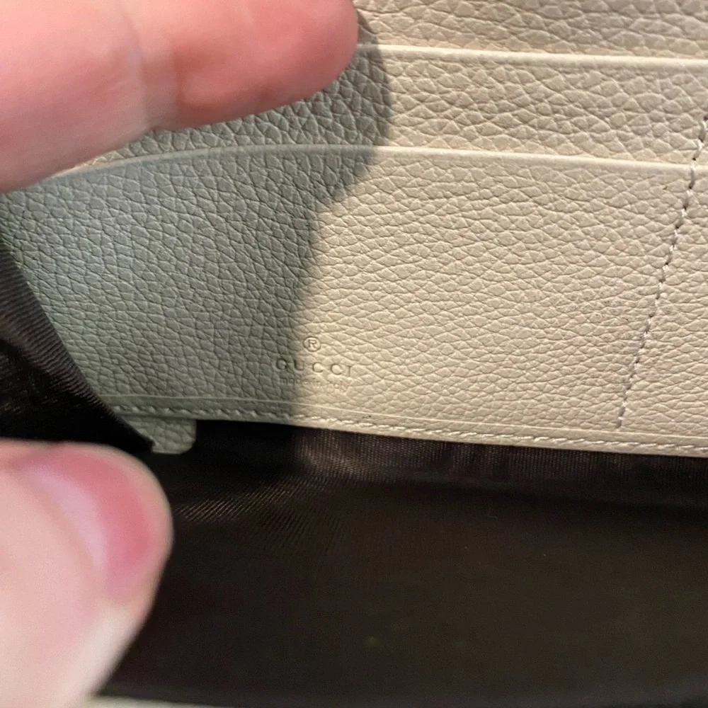 Authentic Gucci Zumi horsebit zip around wallet cream gold silver - Picture 5 of 11